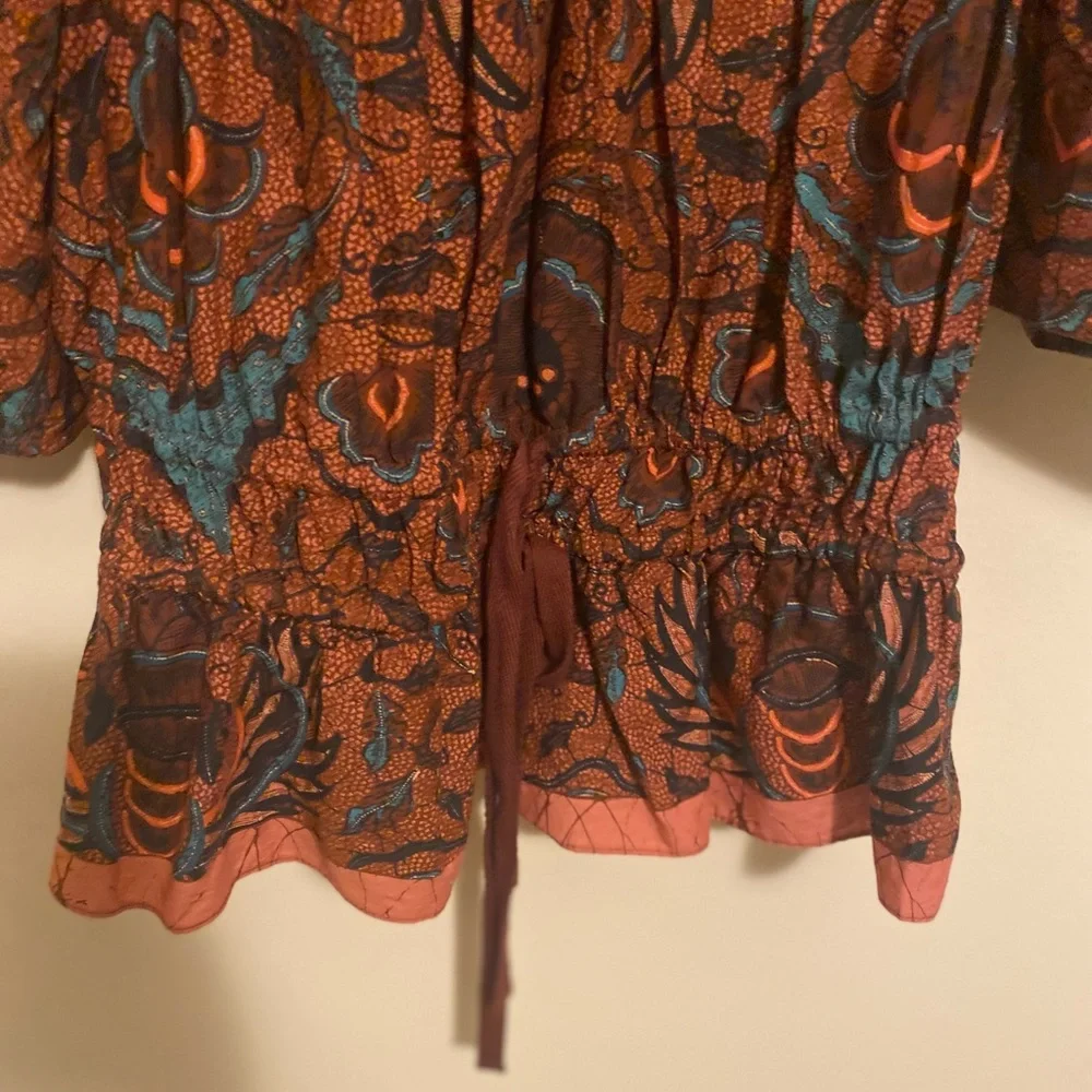 Ulla Johnson Mireya Puff Sleeve Denisa Carmine Peplum Blouse